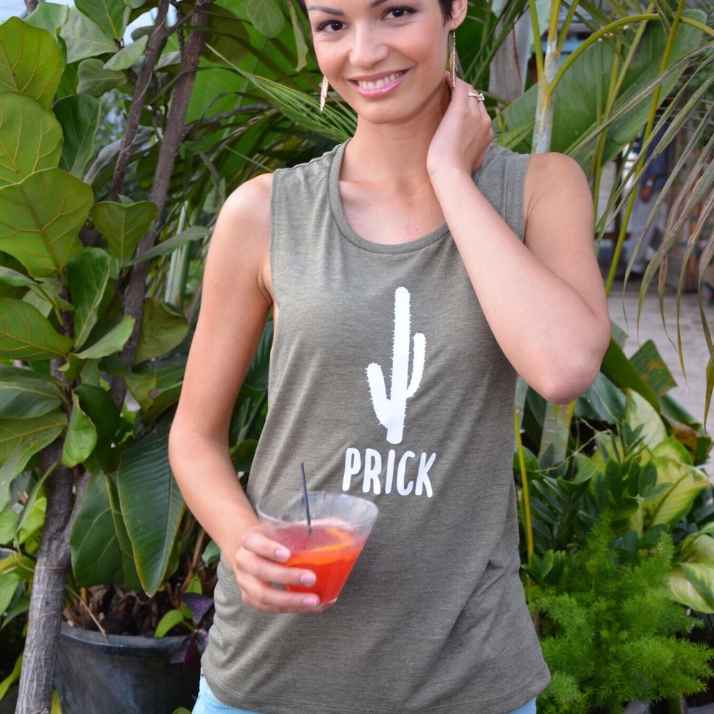 Olive green loose fitting tank top.